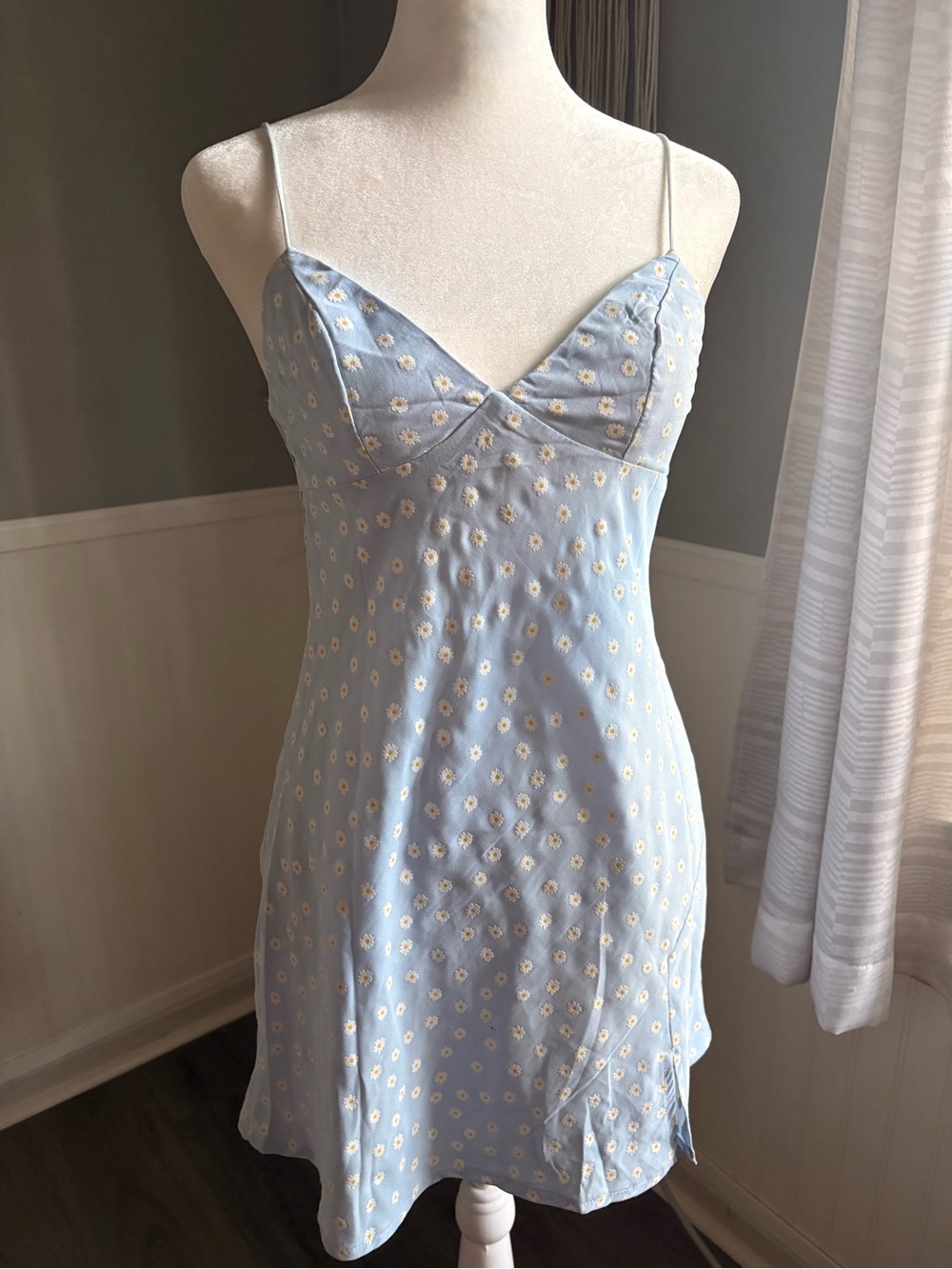 Hello Molly Light Blue Daisy Slip Mini Dress